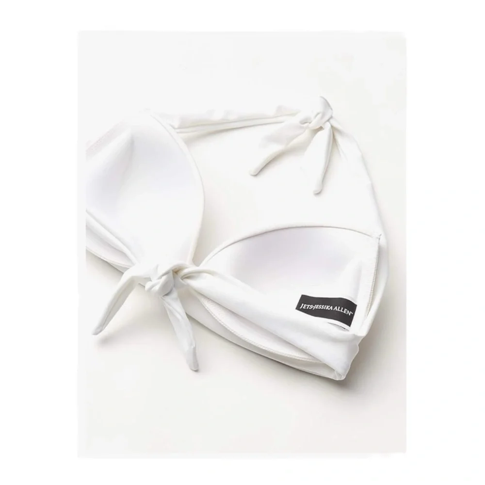 JETS by Jessika Allen Jetset 50's Twist Halter Bikini Top in White NWT